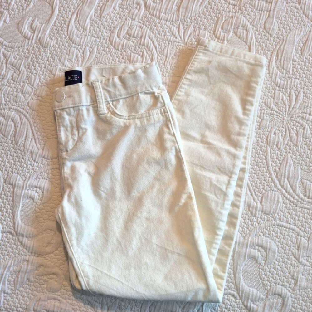Children's Place girls size 8 off white stretchy pants VGUC